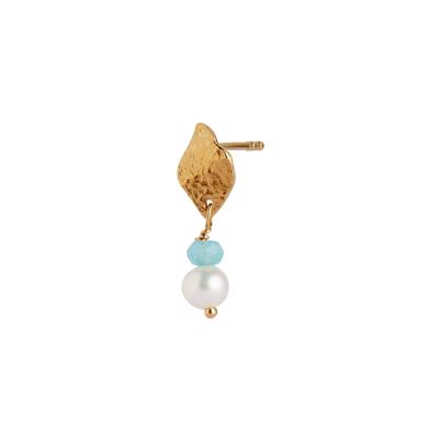 Stine A Ile De L'amour With Pearl And Light Blue Topaz Ørering Guld